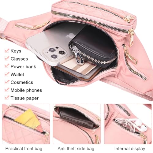 PALAY® Chest Bag for Women Fashion Crossbody Bag Phone Bag Stylish Nylon Crossbody Shoulder Bag Mobile Cell Phone Holder Pocket Purse Wallet Sling Bag Mini Shoulder Bags (Pink )