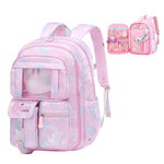 PALAY® School Backpacks for Girls Stylish School Bags for Girls Kids 7-12 Years Old Cartoon Water Resistant Backpack Durable Burden Relief School Bag Children's Day Birthday Gift for Girls - Pink