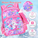 PALAY® School Backpack Pencil Pouch Pink Unicorn Print School Backpack for Schoolgirls, Waterproof Backpack for School, Travel, Camping Burden-relief Backpack School Gift for Kids 6-8Years Old