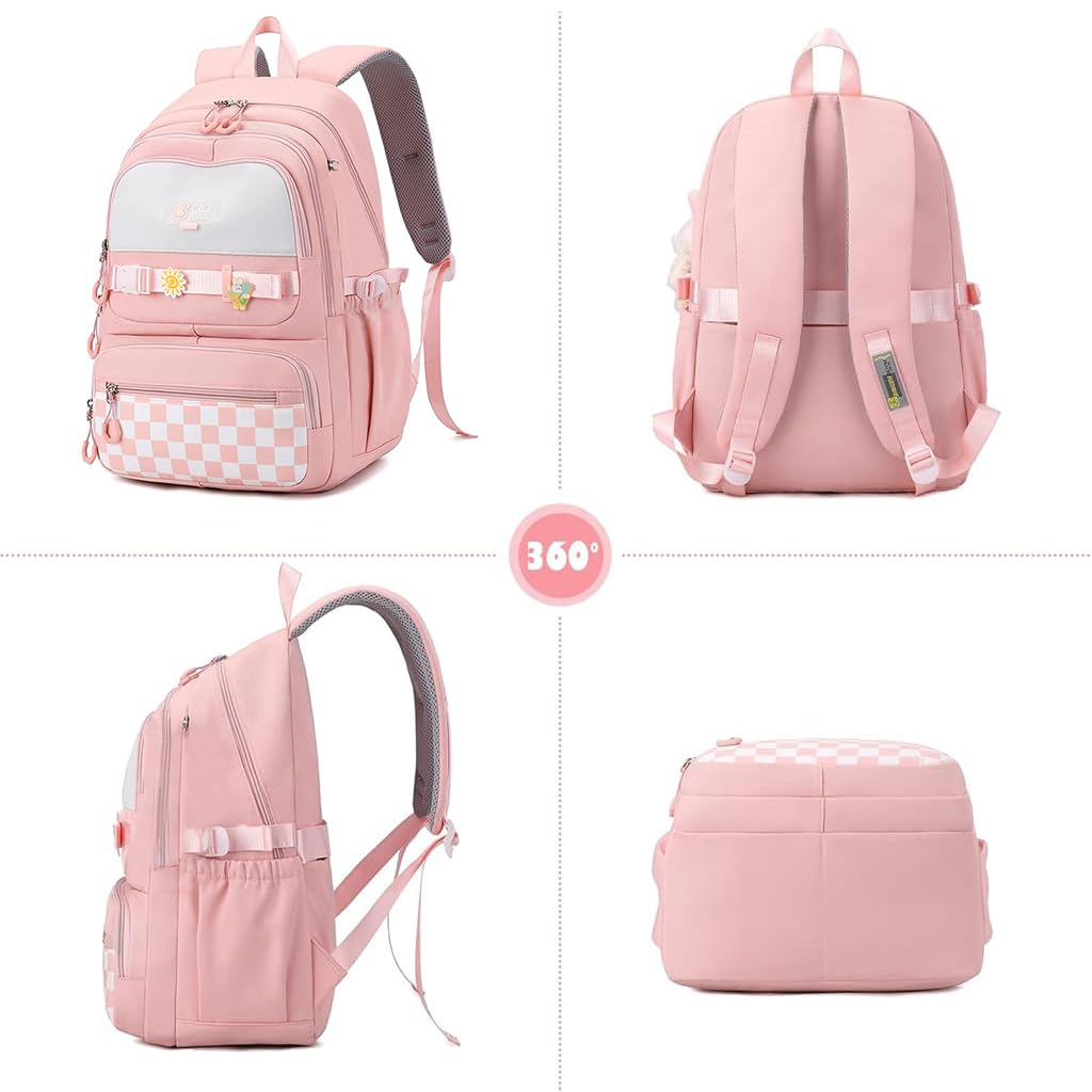 PALAY School Backpack for Students with 15.6 in Laptop Compartment and Padded Straps | Waterproof Oxford Cloth Design for Girls