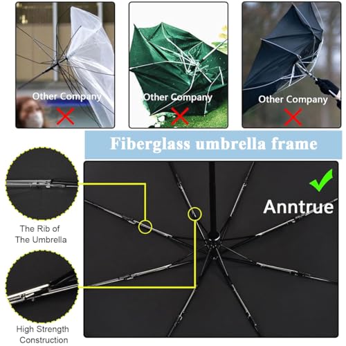 PALAY® Automatic Folding UV Umbrella for Women Kids 8 Fiber Ribs Gradient Modern Style Travel Rain Sun Proof UPF 50 One Button Open Close Ultra Lightweight Azure Blue 2PCS