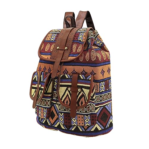 PALAY® Backpack for Girls and Women Jacquard Print Backpacks for Women Stylish Drawstring Backpack School Bags for Women College Bagpacker Bag for Travel, Picnic, Work Birthday Gift for Girls, Women