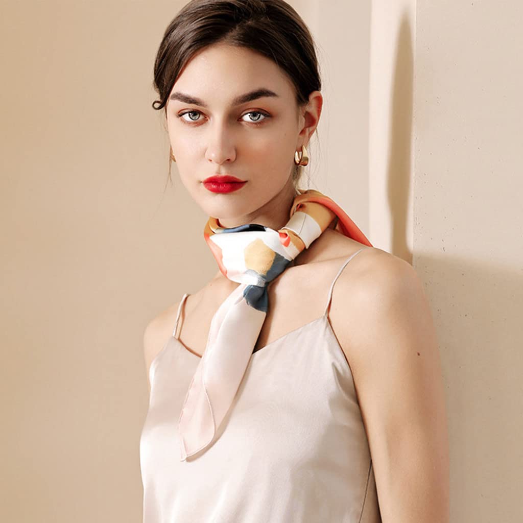 PALAY Square Polyester Scarf for Women with Satin Silk Feel 22×22 in | Soft Printed Wrap