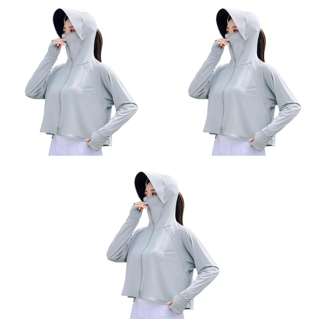PALAY Sun Protection Jacket for Women with UPF 50 Plus Fabric and Wide Brim Hat | 3 PCS Lightweight Hoodie for Outdoor Running