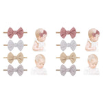 PALAY Bow Headband Set for Baby Girls featuring Soft Elastic Bands | 8PCS Multicolor Gift