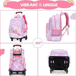 PALAY® School Bags for Girls Kids Unicorn Bags for Girls School Bags on Wheel Detachable Wheel Stand Gift School Bag for Girls Primary