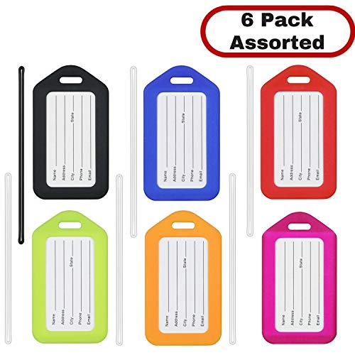 PALAY® 24Pcs Luggage Tags with Strap, Smart Tags for Travel suitcases, Name Tags for Kids School Bags for Easily Identification of Bags Baggage Identification Code with Silicon Band