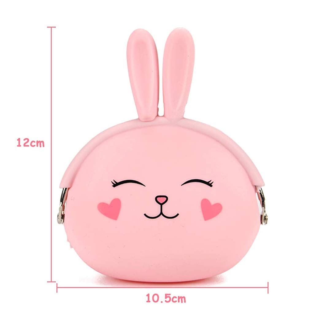 SANNIDHI® 2 Pcs Silicone Coin Purse for Girls Stylish Coin Pouch Bag, Cute Bunny Small Coin Purse for Kids, Storage of Change, Small Accessories Wallet For Girls (Pink+White)