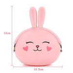 SANNIDHI® 2 Pcs Silicone Coin Purse for Girls Stylish Coin Pouch Bag, Cute Bunny Small Coin Purse for Kids, Storage of Change, Small Accessories Wallet For Girls (Pink+White)