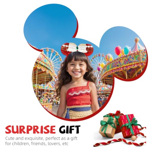 PALAY® Moana Princess Hairband Red Bow for Girls,Kids Hair Band with Mickey Ears,Birthday Party Hair Accessories Hairbands for Kids Girl Head Band Baby Girl Cute Mouse Ear Headband Party