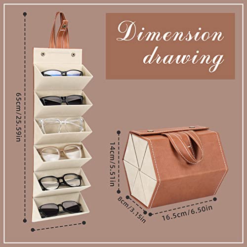 PALAY® 5 Slots Sunglasses Case Organizer, Travel Portable Glasses Case, Multiple Sunglasses Storage Box, Foldable Sunglass Holde(Bronze)