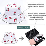 PALAY® Bucket Hat for Women Cotton with Cherry Print Reversible Summer Sun Fisherman Outdoor Cap Beach Hat for Girls Teens