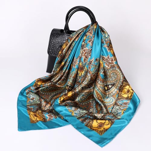 PALAY® 3Pcs Silk Scarf for Women Stylish Satin Neck Head Scarf for Women Summer Bandanas for Women Fashion Print Silk Scarves for Women 35 In Square Scarves for Women Gift Comfy Beach Hair Scarf X3
