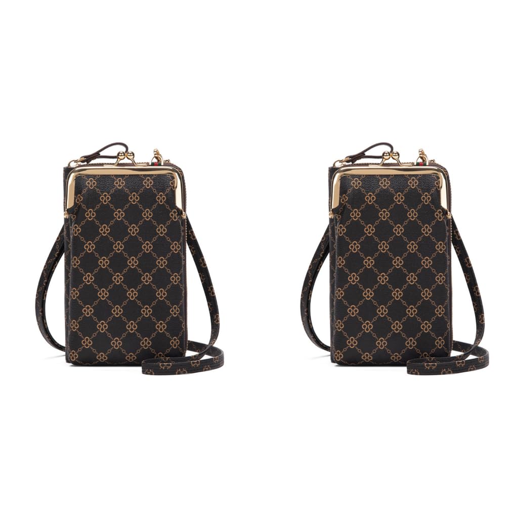 PALAY Crossbody Phone Bag for Women with Zipper Pocket Purse 7x4.3x2.5 in | Brown 2PCS