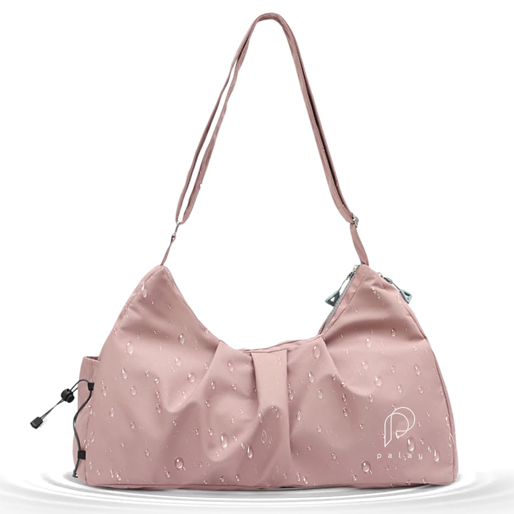 PALAY Women Gym Bag for Travel and Fitness with Shoe Compartment and Waterproof Nylon | Pink Shoulder Duffle