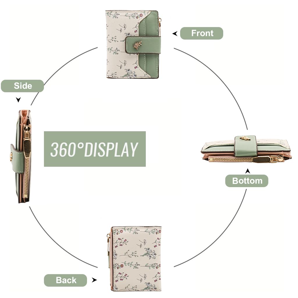 PALAY Small Wallet for Women with 9.2 x 11.5 cm Compact Design and Snap Button Closure | Floral PU Leather Purse with Card Slots and Coin Pocket
