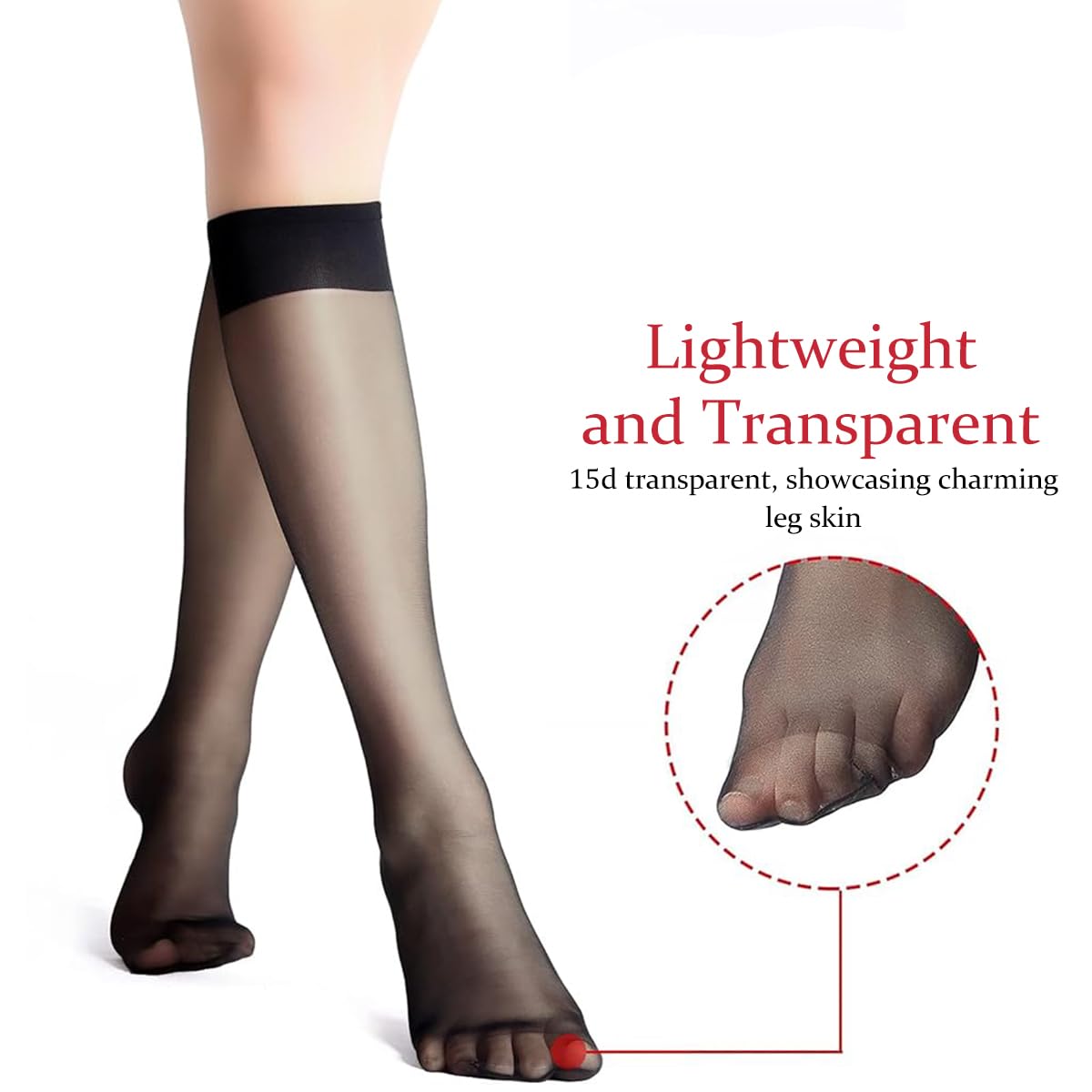 PALAY Nylon Womens Sheer Knee High Stockings for Travel featuring Non Slip Comfort | 2 Pairs Black