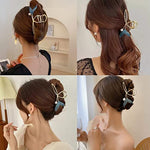 PALAY® Hair Claw Clip for Women Large Stylish Mermaid Pearl Hair Clip Clutcher Ladies Non-Slip Metal Hair Jaw Clips, Strong Hold Elegant Bun Hair Styling Clamp Hair Accessories Gift 3 PCS
