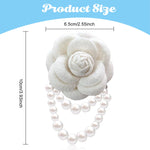 PALAY Camellia Flower Brooch for Women with Fabric Petals and Pearl Tassel | Elegant Gift