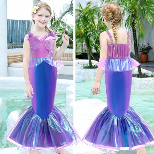 SNOWIE SOFT® Mermaid Dress for Kids Girls - Little Mermaid Costume for Girls with Bag Princess Dress for Girls 5-6 Years Birthday Gift