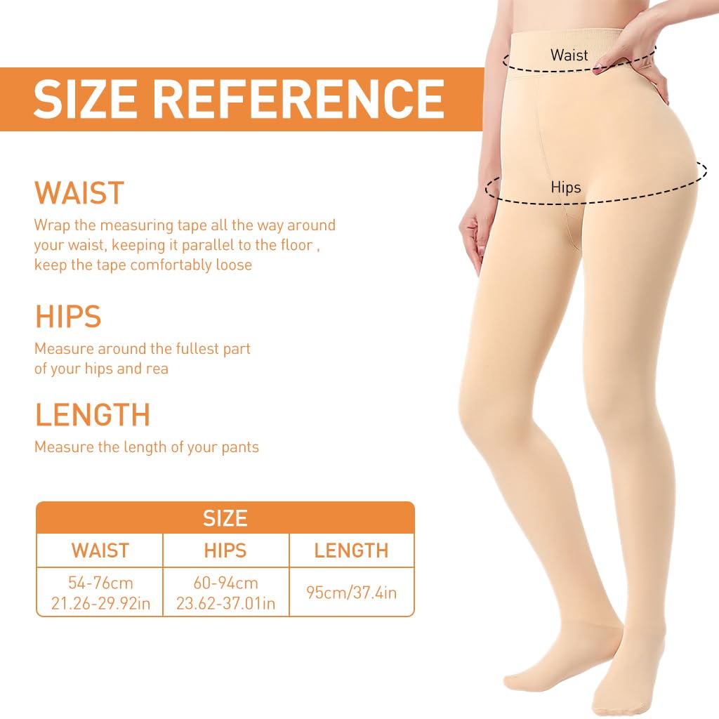 PALAY Women Fleece Lined Tights for Winter Warmth with High Waist Support | Sheer Look