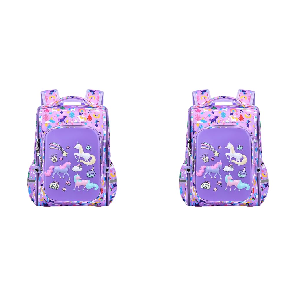 PALAY Girls School Backpack for Travel and School with 39×29×17cm Capacity featuring Breathable Padded Straps and Waterproof EVA Material | Cute Unicorn Design for Kids 5–10 Years