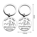 PALAY® A Pair Couple Keychains with Box, Best Friends Soul Sisters BFF Keychains, You're the Meredith to My Cristina' and 'Cristina to My Meredith' Keyrings Birthday Valentine Gift