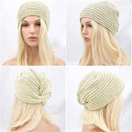 PALAY® Turban Cap Winter Cap for Women Woolen Cap for Women Winter Warm Caps Fashion Knitting Hat Stretchy Knitting Couple Cap Crochet Cap Gift Winter Clothes for Women (Beige)