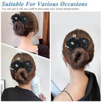 PALAY® Hair Bun Accessories for Women and Girls Floral Pearl Magic Maker for Long Thick Flawless French Clips Elegant Headpiece Birthday Gift 3 PCS