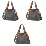 PALAY Handbag for Women featuring 35×12×32cm Large Capacity and Detachable Strap Grey Canvas | Ideal for School and Work
