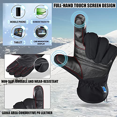 PALAY® Professional Winter Gloves for Skiing, Warm Riding Gloves Touch Screen Finger Anti-slip Design, Ski Gloves, Bike Gloves Windproof Waterproof Riding Gloves for Men(L)