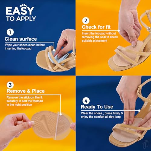 PALAY® Foot Support for High Heels Anti Slip Soft Gel Insole Pads Ball of Foot Cushion Pad for Heels, Shoes Metatarsal Pads for Toes Pain Metatarsalgia Dancer Metatarsal Pads for Women, Men - 2 Pair