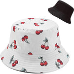 PALAY® Bucket Hat for Women Cotton with Cherry Print Reversible Summer Sun Fisherman Outdoor Cap Beach Hat for Girls Teens