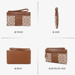 PALAY Women's Wristlet Clutch Wallet with Zipper Pouches and Hand Strap | PU Brown 18.7x11cm