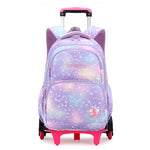 PALAY® School Backpack on 6-Wheel Backpack with Retractable Pull Handle School Backpack Detachable Wheel Stand Design Fashion Travel Backpack School Gift for Kids 6-12 Years Old