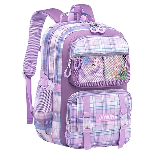 PALAY® School Bag for Girls Kids Stylish Waterproof Cartoon Design Girls School Bag Large Capacity School Backpack for Girls Gift School Bag for Girls (6-12 Years Old) - Purple