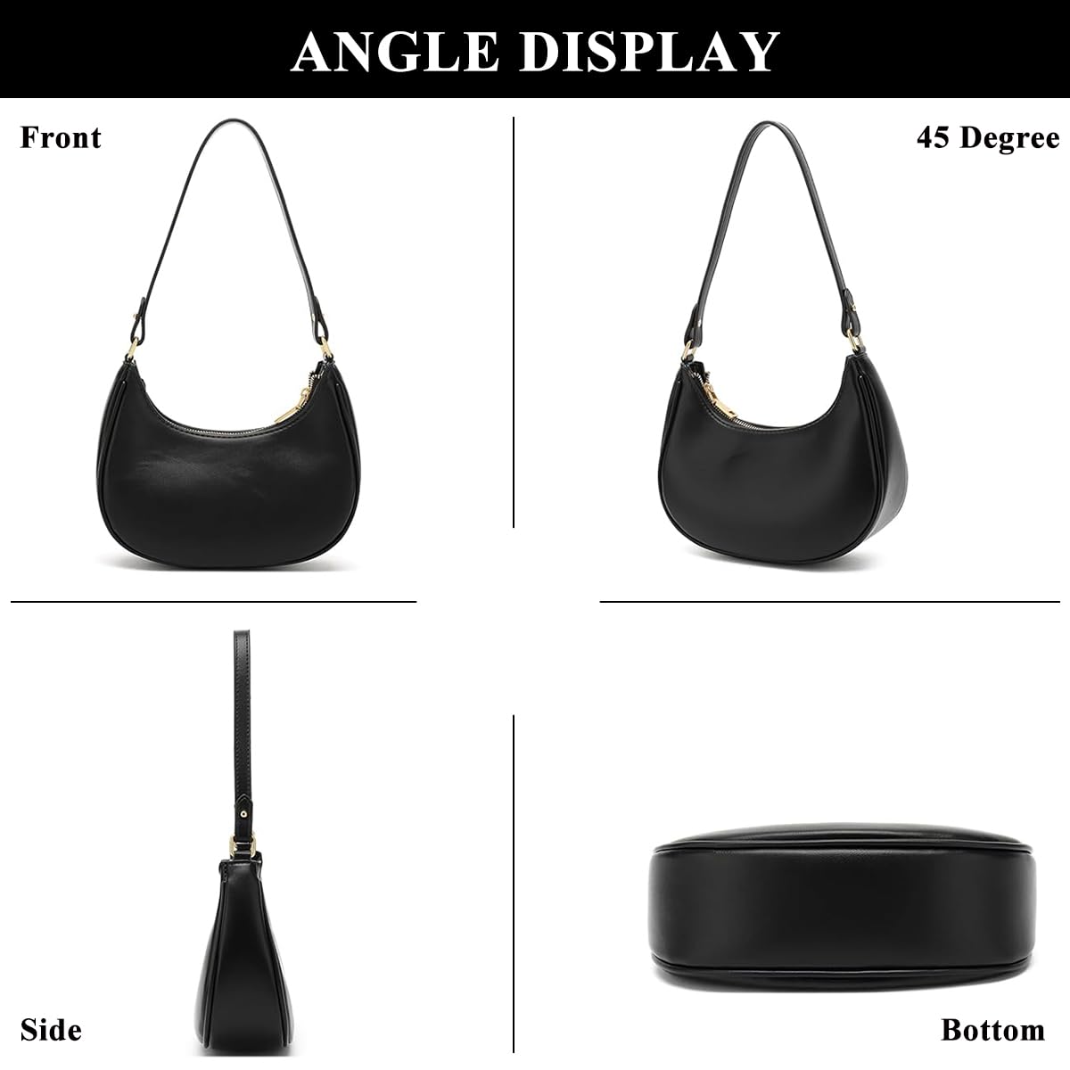 PALAY PU Hobo Bag for Women with Zip-up Closure and 24x7.5x25cm Compact Design | Evening & Casual Use