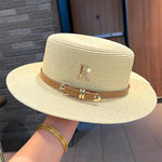 PALAY® Straw Hat Bucket Hat for Women Foldable Summer Sun Hat Wide Brim Flat Top Cap Beach Hat for Women Ladies Outdoor UV Protection - Milk White