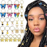 PALAY® 20Pcs Butterfly Charms Hair Rings Butterfly Pendent Charms for Dreadlocks Girls Hair Accessories Butterfly Ring Charms Pearl Rings Charms for Braids Pendent Charms Hair Styling Accessories