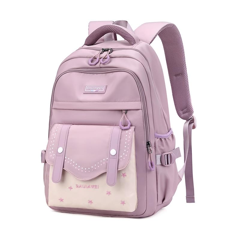 PALAY® Girls Backpack School Backpack with Small Zipper Pouch Fashion Pink Nylon Backpack with Padded Shoulder Straps & Handle Design Multi Compartment Large Backpack