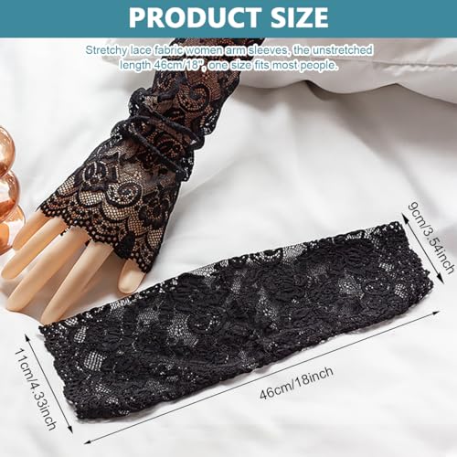 PALAY® Arm Sleeves for Women Girls, Floral Lace Cooling Arm Sleeve, UV Protection Hand Cover Arm Sleeves for Daily Use, Bike, Cycle, Sport - Elastic & Breathable - 1 Pairs