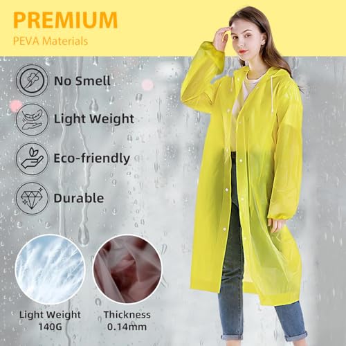 PALAY® Rain Ponchos for Men Women, Reusable PEVA Raincoats with Hood for Rain Ponchos for Camping, Hiking, Music Festival, Outdoor Activities