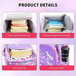 PALAY® Girls School Backpack Unicorn Cartoon Primary Bookbag for Travel Camping Waterproof Burden-Relief Gift Kids 5-10 Years Old Purple 3 PCS