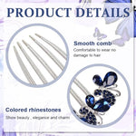 PALAY® Hair Comb Clip Butterfly Rhinestone Alloy Side Combs Claw Slide Hairpin Decorative Bridal Accessories Bun Clips For Ladies Blue 2 PCS