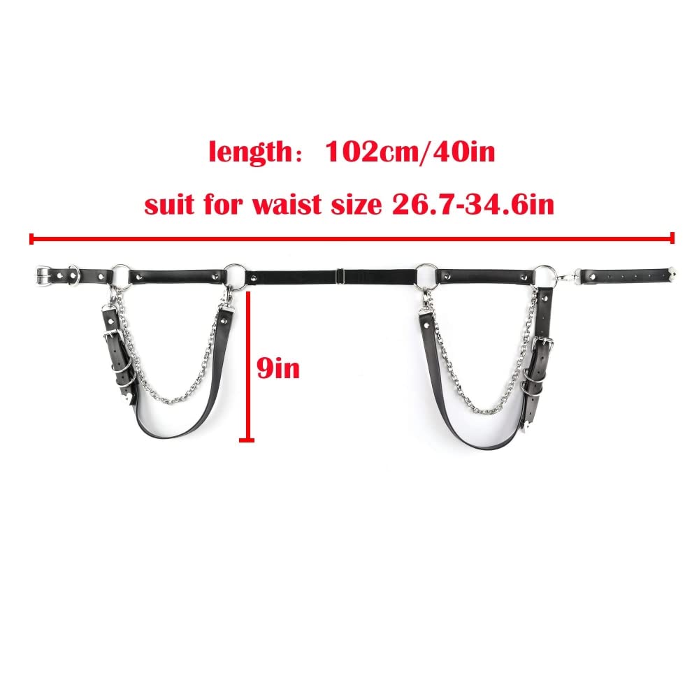 PALAY® Goth Punk Black Mini Skirt Chain Belt Rock Accessories for Uniform Pleated Skirts Jeans Pants