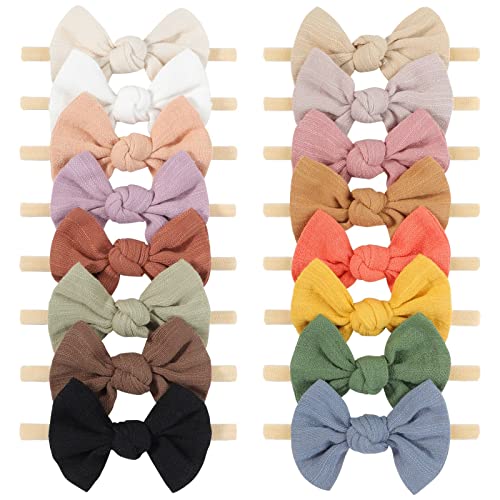 PALAY® 4Pcs Bow Headband for Baby Girl Elastic Hair Bands for Babies Soft Cute New Born Baby Hair Band for Baby Girls, Newborn, Infant, Toddler Shower Gift