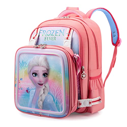 PALAY® 2 In 1 Kids Bags For Girls Standard Backpack Messenger Bag 16'' Girl School Standard Backpack Princess Elsa Cartoon School Standard Backpack For Girls Gift For Kids (38X30X15Cm), Pink