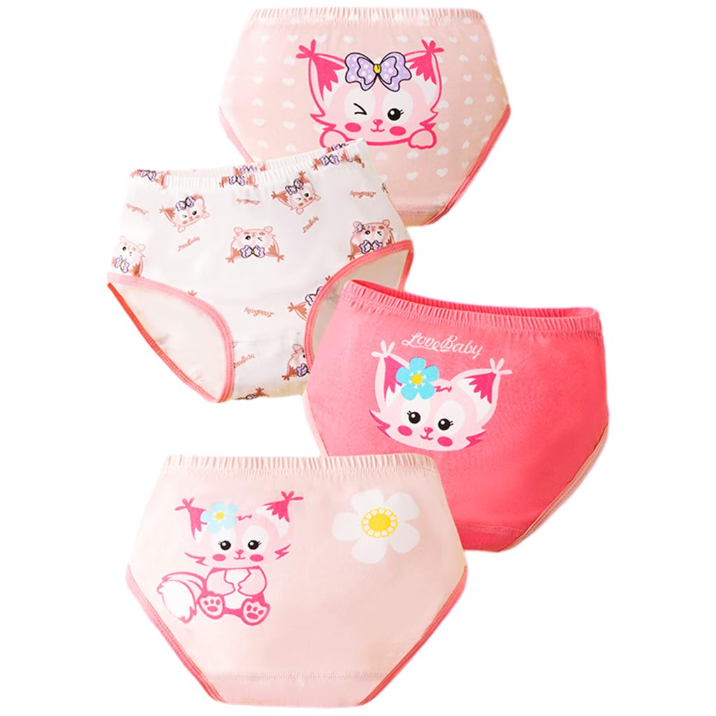 PALAY Toddler Cotton Underwear 3 Pack for 3–4 Year Old Girls with Elastic Waist | Soft Breathable Briefs