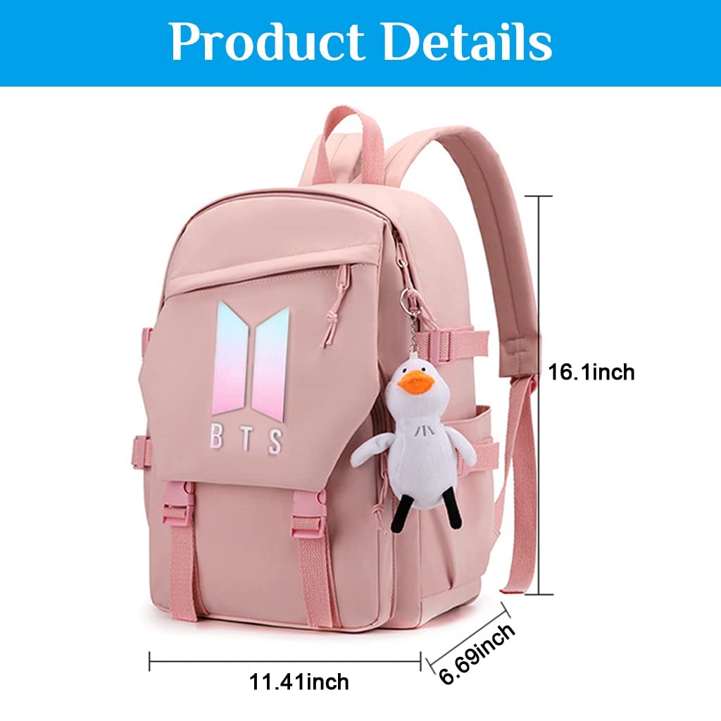 PALAY® BTS Bag for Girls, Kids Stylish Kpop Bangtan BTS School Backpack for Boys, Girls Student Bag for School, College Shoulder Backpack for Girls, Boys Laptop Bags BTS Gift Girls, Boys - Black