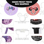 PALAY® 4PCS Hairband for Women Girls Mickey Mouse Bow Sequin Kawaii Cute Headband Stylish Hair Accessories Kids Adult Cosplay Headwear Costume Prop